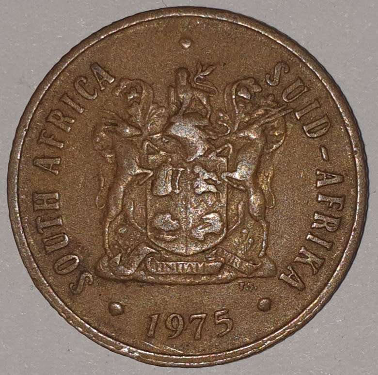 1975 - 2 CENT COIN (TWO CENT COIN) - RSA - BRONZE - KM#83 - BILINGUAL LEGEND - WILDEBEEST